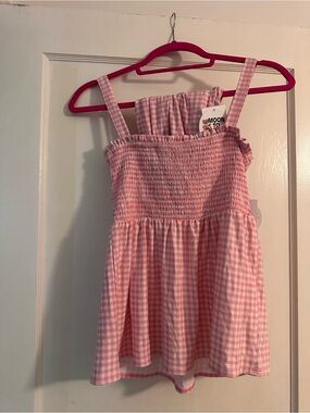Pink Gingham Smocked Pajama Top and Shorts